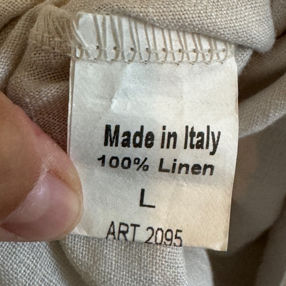 Terzo Millennio Off White Linen Split V Neck Sleeveless Maxi Dress Large - Picture 10 of 11